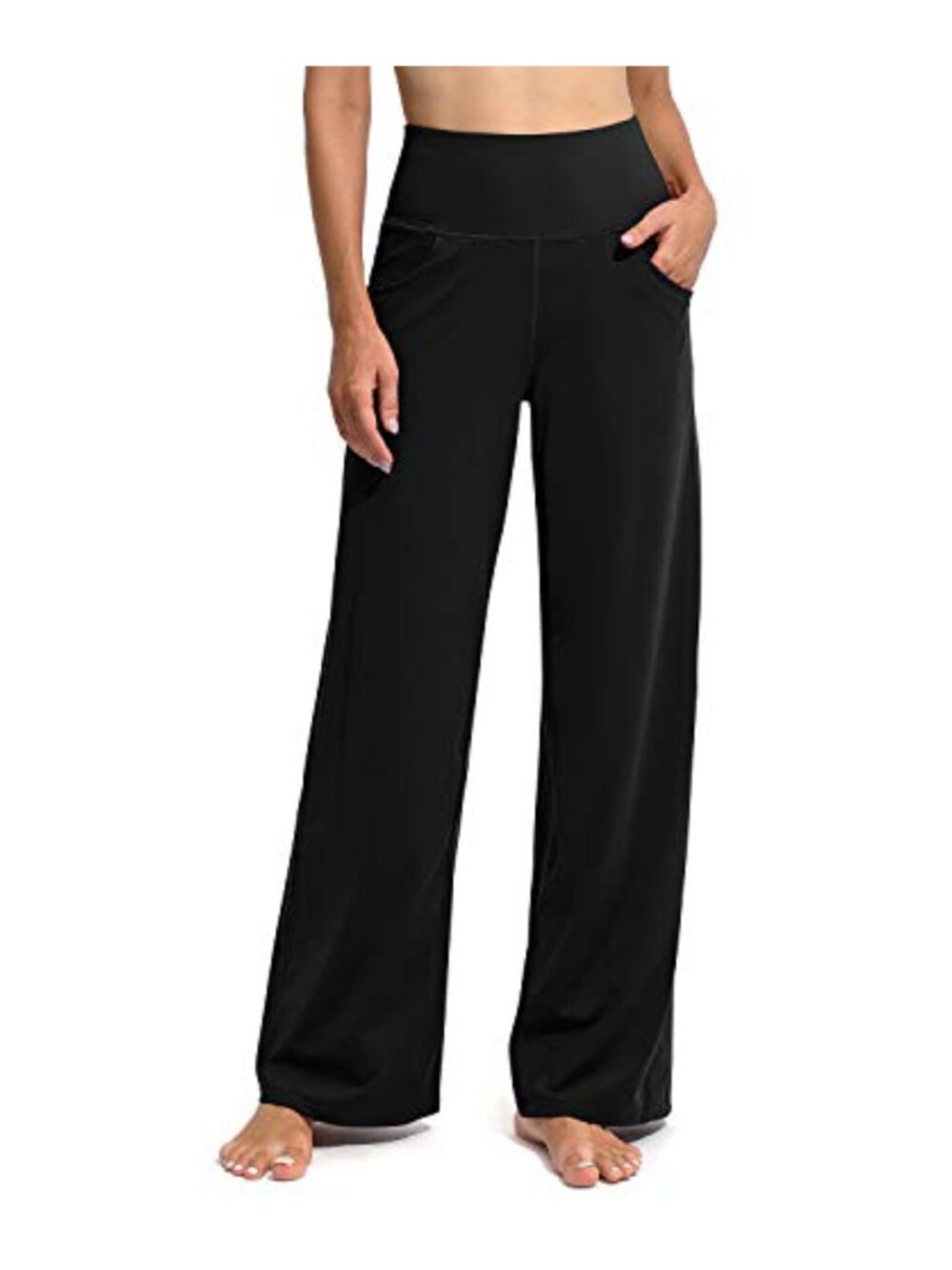Wide Leg Yoga Pants Women High Waist Pockets Stretch Workout Lounge